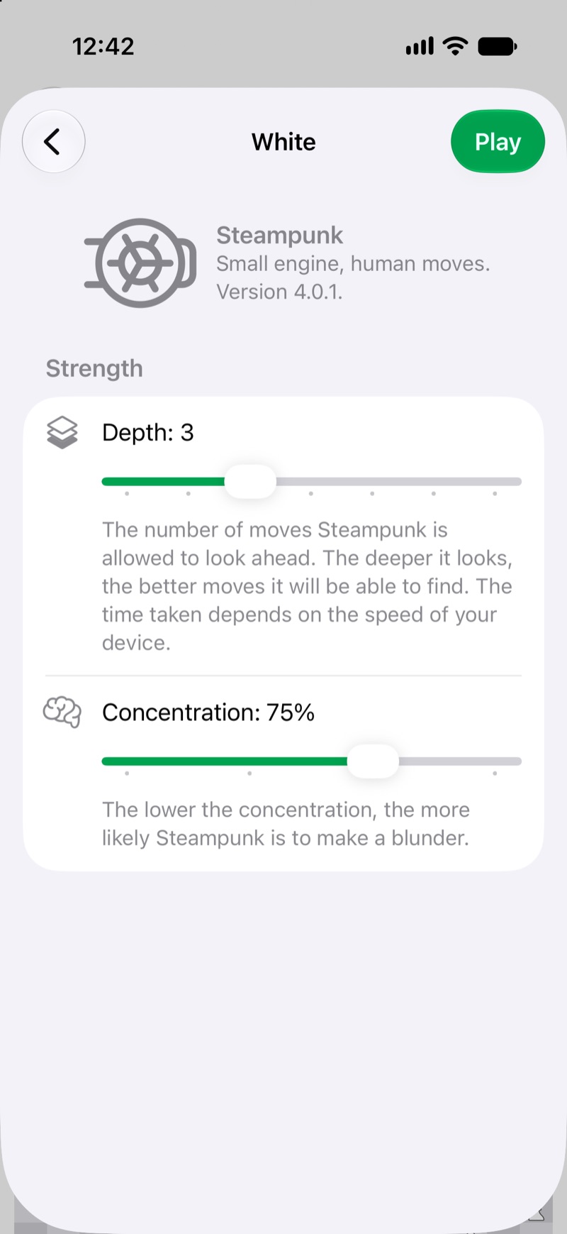Steampunk engine settings